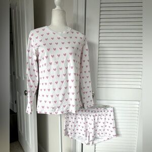 LAKE Pajamas Pink Heart Long Sleeve Short Set